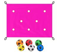 Kit de jeux de cohésion d'équipe pour le travail, jeu d'équipe avec bâche à trous et 6 balles, sac de rangement, pour formations en classe, activités de camp, team building au bureau Magenta 2*1.45m