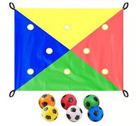 Kit de jeux de cohésion d'équipe pour le travail, jeu d'équipe avec bâche à trous et 6 balles, sac de rangement, pour formations en classe, activités de camp, team building au bu Four Colours 2*1.45m