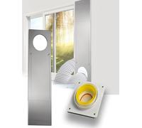 Kit de joint de fenêtre réglable for climatiseur portable, panneau coulissant en acier inoxydable sans perçage, couvercle de ventilation extensible(D-10cm,100-120cm/39-47in)