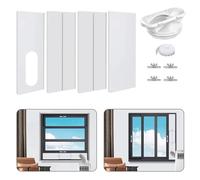 Kit de joint d'étanchéité pour climatiseur de fenêtre portable - Kit de ventilation réglable pour tuyaux d'évacuation de 13cm/15cm, panneau d'étanchéité universel réglable(4 Panels)