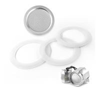 Kit De Joints En Silicone Et Filtre En Aluminium Pour Cafetière Moka 6 Tasses - 3 Joints D'étanchéité + 1 Filtre Durable - Compatible avec les cafetières Moka 6 tasses de type Bialetti