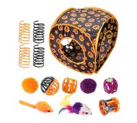 Kit de Jouets pour Chats - Tunnel Pliable Thématique, Balles et Accessoires | Amusement Intérieur pour Animaux, Ensemble Ludique Stimule Instinct Chasse, Idéal pour Kittens, Chatons Actifs et Chiens
