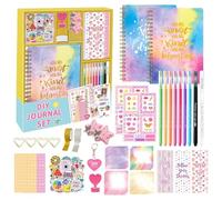 Kit de journal amusant et album pour filles - Créez rapidement une histoire de vie unique, ensemble d'autocollants 2D/3D de , journal relié en tissu premium avec ruban, livre de souvenirs de