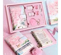 Kit De Journal Intime Portable En Cuir Avec 10 Pièces, Bandes Décoratives, Clip De Reliure, Stylo Porte-Clés
