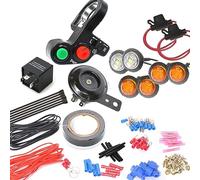 Kit de klaxon de clignotant universel pour voiture, VTT, UTV, SXS, kit légal de rue, interrupteur à pouce avec lumières LED, relais clignotant, système de harnais (kit N)