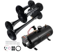 Kit de Klaxon de Train-Duoku-4 Klaxons Pneumatiques à Trompette-150 dB pour Camionnettes-Compresseur 12 V 120 psi