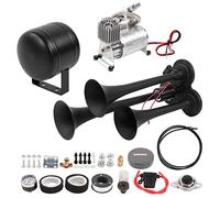 Kit de klaxon pneumatique à 3 trompettes - Compresseur 12 V puissant de 150 dB avec réservoir de 0,5 gallon, pour camions, voitures et bateaux