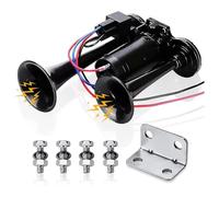 Kit de Klaxon pQirnvIL, Klaxon de Voiture 12V 150Db Super Fort à 2 Trompettes avec Compresseur pour Camions, Trains, Bateaux - Noir