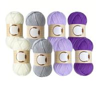 Kit de laine acrylique pour crochet et tricot, idéal pour débutants. Lavable en machine. Ensemble de 8 écheveaux unis de 50 g chacun. Fil acrylique 4 brins, parfait pour tricoter pulls, écharpes