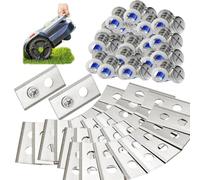 Kit de lames de rechange avec revêtement en titane, lames de rechange durables et robustes pour tondeuse à gazon robot avec rondelles et vis en plastique, pour Mammotion Luba Yuka (argent, 30 pièces)