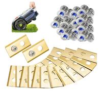 Kit de lames de rechange avec revêtement en titane, lames de rechange durables et robustes pour tondeuse à gazon robot avec rondelles et vis en plastique, pour Mammotion Luba Yuka (doré 24 pièces)