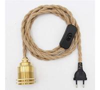Kit de lampe à suspension en corde de chanvre Vintage avec prise interrupteur DIY Tête unique suspendue Câble de lumière Corde E27 Prise Textile Cordon Décor Éclairage pour Chambre Salon Cuisine (E)