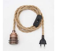 Kit de lampe à suspension en corde de chanvre Vintage avec prise interrupteur DIY Tête unique suspendue Câble de lumière Corde E27 Prise Textile Cordon Décor Éclairage pour Chambre Salon Cuisine (B)
