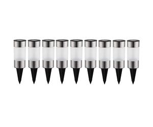 Kit de lampes solaires en acier inoxydable Lampes d'extérieur Lampes d'allée Lampe solaire de jardin, LED blanc chaud, DxH 6,3x23,5 cm, 9 pièces