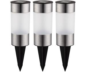 Kit de lampes solaires, lampes à brancher en acier inoxydable, lampes d'extérieur, lampe solaire, lampe de jardin, LED blanc chaud, DxH 6,3x23,5 cm, lot de 3
