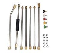 Kit de lance de nettoyeur haute pression à portée étendue en acier inoxydable, 5 embouts interchangeables pour allée, lavage de voiture, baguette incurvée pour nettoyer les angles morts