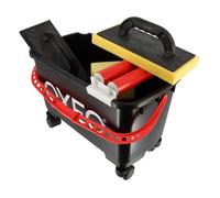 Kit de lavage spécial joints de carrelage pour carreleur - Bac 24L sur roulettes - Taloche éponge - Platoir à jointer - Éponge