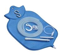 Kit de lavement en caoutchouc pour nettoyage du côlon - Couvercle ouvert de 4 litres, bleu, avec tuyau en silicone durci au platine, système de désintoxication maison réutilisable