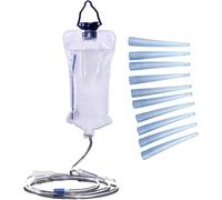 Kit de lavement réutilisable, lavements pour le nettoyage du côlon pour femmes et hommes, poche à lavement de 1200 ml - comprenant un tuyau en silicone de 1,8 m et 10 tubes pour le côlon