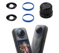 Kit de lentilles de rechange pour Insta360 X5 - Pièces de rechange amovibles interchangeables avec lentille optique X5 HD, anneau en alliage d'aluminium et outil de rechange (bleu, 2 lentilles)