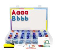 Kit de lettres magnétiques pour réfrigérateur, lettres magnétiques en mousse, autocollants avec tableau aux lettres magnétique double face, cartes d'apprentissage et boîte d'assortiment, aimants éduca