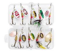 Kit de Leurre Pêche Trois Crochets, 10 Pièces Leurre Peche Carnassier Peche Carnassiers Cuillere Peche en Métal avec Boîte de Rangement pour Pêche en Eau Douce et en Eau Salée