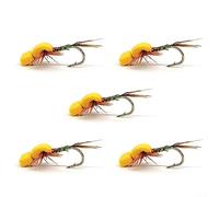 Kit de leurres de pêche à la Mouche, 5X appâts de pêche à la Mouche Flottant Mouche sèche éphémère leurre pour Truite Saumon Bar Poisson-chatjaune
