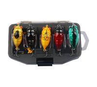 Kit de Leurres de Pêche,Cinq Leurres pour Poissons d'eau Douce - avec Boîte De Rangement, Équipement De Pêche Extérieur pour Lacs Et Cours d'eau Douce Et Salée