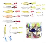 Kit de leurres de pêche coulant 9 pièces, toupies composites en alliage de zinc avec crochets à plumes, action réaliste en eau profonde, matériel multicolore pour les pêcheurs en eau douce et en eau