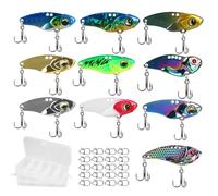 Kit de Leurres de Pêche Durs, 10 Pcs Leurres à Lame Spinner en Métal, Cuillère de Pêche à Hameçons, avec 2 Boîtes de Pêche + 20 Émerillons, Leurres à Manivelle pour Eau Douce et Eau Salée