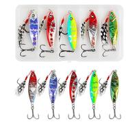 Kit de leurres de pêche en eau salée - Cuillère plombée en métal - Leurres verticaux à pas lent avec crochets d'assistance - Leurres durs - Leurres à lame jigging pour pêche en mer, thon, saumon, groupe de bar