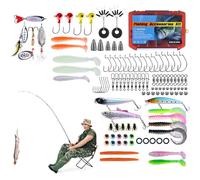 Kit De Leurres De Pêche | Ensemble De Matériel De Pêche avec Mallette | Set de | pour Extérieur Eau Salée Rivière Lac Étang Vacances Familiales Matin Et Nuit