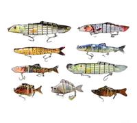 Kit de leurres de pêche multi-articulés en ABS 9 pièces pour pêche en eau douce et en eau salée avec mouvement et construction réalistes (couleur A)
