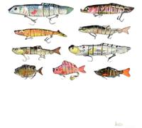 Kit de leurres de pêche multi-articulés en ABS 9 pièces pour pêche en eau douce et en eau salée avec mouvement et construction réalistes (couleur)