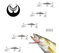 Kit de leurres de pêche non peints - Appât de glace pour bar, crappie, truite, doré jaune, brochet, eau salée, hameçons inclus pour couler en eau douce (5, queues transparentes, 0,3 g)