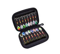 Kit de leurres pêche en cuillère métallique 16 pièces avec Sac matériel pour la à Truite au Saumon brochet et doré Jaune