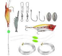 Kit De Leurres pour La Pêche De L Achigan,Leurres de Pêche Simulés avec Hameçons | Leurre Artificiel Solide Eau Douce Eau Salée pour Maquereau Poisson-Chat Truite Perche
