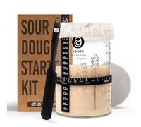 Kit de Levain - Bocal avec Couvercle Métallique, Spatule en Silicone, Suivi d'Alimentation, Bandes Thermomètre, Couvercles Respirants - Idéal pour Faire du Pain au Levain (1000 ml)