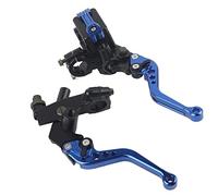 Kit de Leviers de Maître-Cylindre d'embrayage de Frein de Moto en Aluminium CNC Réglable, Ajustement Universel avec Base de Rétroviseur (Blue)