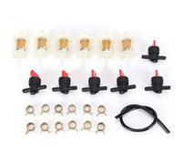 Kit de ligne de carburant de tondeuse à gazon | 6 vannes + 6 passages + 12 pinces | Convient à B & S/H | Plastic robuste + fer | Installation facile