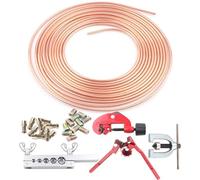 Kit de Ligne de Frein en cuivre - Tubes de 25 Pieds de diamètre de 3/16 ”| Ensemble d'outils d'évasement Complet avec de Tuyau et 12 syndicats | Réparation de freinage pour Le Camion de voit
