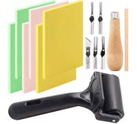 Kit de linogravure avec 12 blocs caoutchouc, outils de découpe et rouleau KIT SCULPTURE