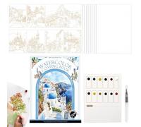 Kit De Livre De Coloriage À L'Eau - Fournitures De Papier À Colorier Pour Bureau - Peinture À L'eau Pour Livre De Coloriage | Pour Garçons Filles Adolescents Amateurs Adultes Étudiants Maison École