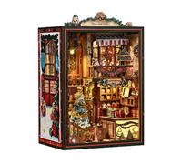 Kit de livre de Noël à faire soi-même - Support de livre en bois 3D - Maison de poupée - Serre-livres en bois avec lumière LED - Jouet puzzle pour adultes - Cadeau d'anniversaire créatif