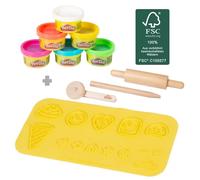 Kit de Loisirs Créatifs - ROBA - Roba x Play-Doh - 6 Pots de Pâte à Modeler - Tapis de Jeu 3D - Outils en Bois
