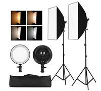 Kit de lumière LED HUIOP Professinal Studio Photography Softbox Kit de lumière LED qui comprend 50 x 70 cm Softboxes Température bicolore de 40 W 3200 K-6400 K Lumières LED réglables 2 mètres Supports