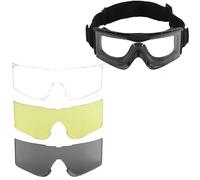 Kit De Lunettes Tactiques avec 3 Lentilles, Lunettes Anti-buée Compatibles avec Les Casques for Opérations Extérieures Et en Équipe(Black)