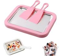 Kit de machine à crème glacée roulée la maison, rouleau avec 2 grattoirs, instantanée for activité familiale amusante faire soi-même for yaourt, sorbet(Pink)