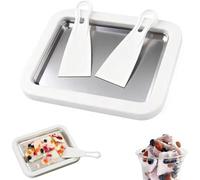 Kit de machine à crème glacée roulée la maison, rouleau avec 2 grattoirs, instantanée for activité familiale amusante faire soi-même for yaourt, sorbet(White)