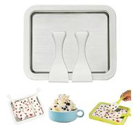 Kit de machine à crème glacée roulée, plaque de congélation instantanée en acier inoxydable avec 2 grattoirs, machine à faire soi-même pour s'amuser en famille, desserts italiens faits maison au